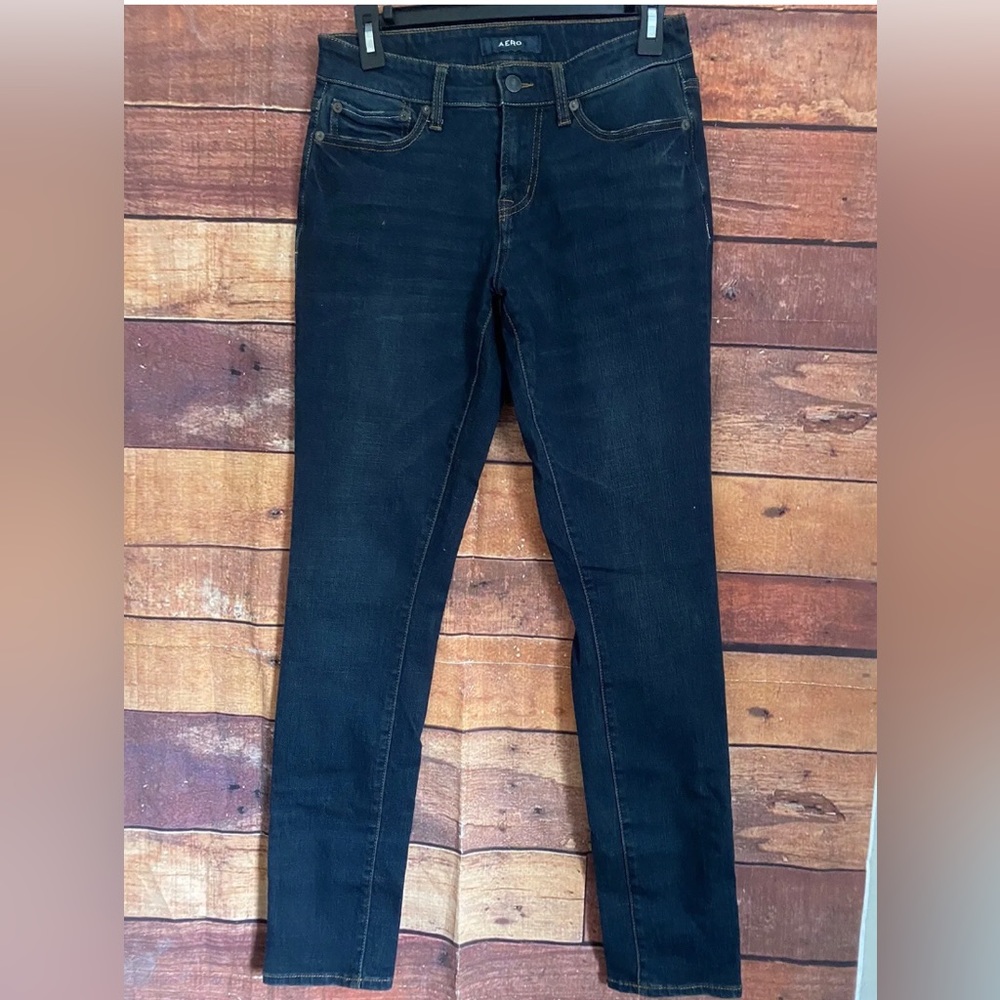 Aero Mens Dark Wash Super Skinny Denim Jeans 28/32